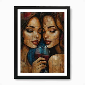 Two Women Drinking Wine 6 Art Print