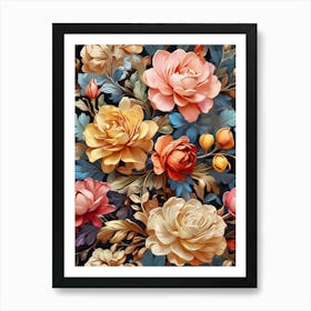 Colorful Flowers Painting Art Print