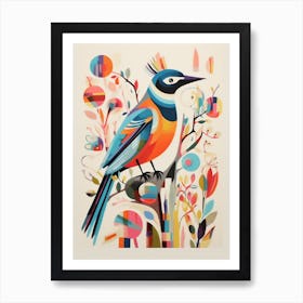 Colourful Scandi Bird Sparrow 3 Art Print