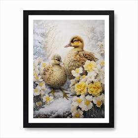 Snowy Winter Duckling 3 Art Print