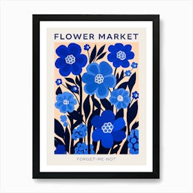 Blue Flower Market Poster Forget Me Not 2 Art Print