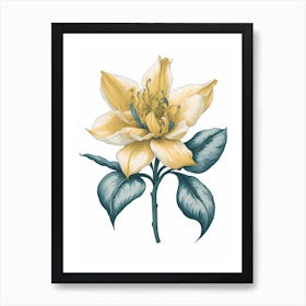Minimal Daffodil Flower Painting (22) Art Print