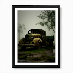 Old Truck In The Fog 8 Art Print