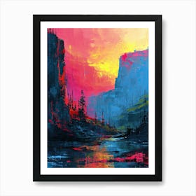 Sunset In The Mountains | Pixel Art Series 2 Art Print