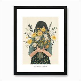 Bloom And Grow Spring Girl With Yellow Flowers 6 Art Print