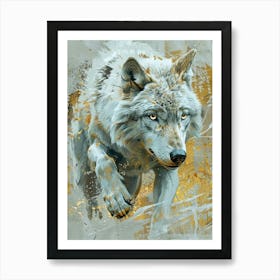 Arctic Wolf Precisionist Illustration 2 Art Print
