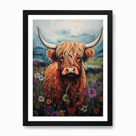 Highland Cow Illustration 2 Art Print