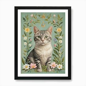 Kitten In Flowers Art Print