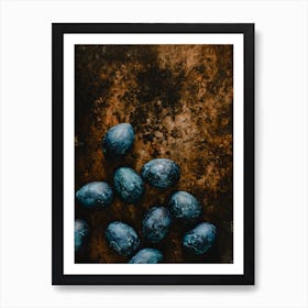 Blue Eggs On A Table Art Print