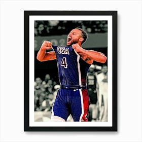 Stephen Curry Of Team United States Celebrates During The Men S Gold Medal Game Art Print