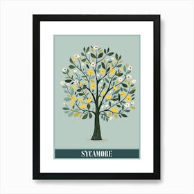 Sycamore Tree Flat Illustration 3 Poster Art Print