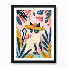 Balinese Cat Storybook Illustration 2 Art Print