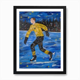 Figure Skating In The Style Of Van Gogh 4 Art Print