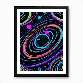 Default Neon Black Light Sgraffito Solar System 3d Illustratio 3 (6) Art Print