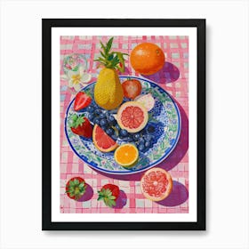 Pink Breakfast Food Fruit Salad 2 Art Print