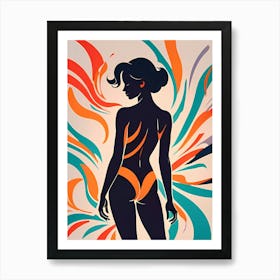 Radiant Silhouette: A Black Woman In A Bikini Art Print