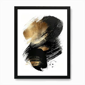 Abstract Black Gold Painting 1 Art Print