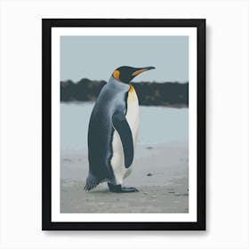 King Penguin Floreana Island Minimalist Illustration 2 Art Print