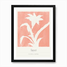 Japandi Floral Silhouette in Coral Pink, Japan Flower Market Art Print