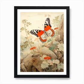 Butterfly Japanese Style Painting 3 Art Print