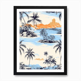 Negril, Jamaica, Inspired Travel Pattern 1 Art Print