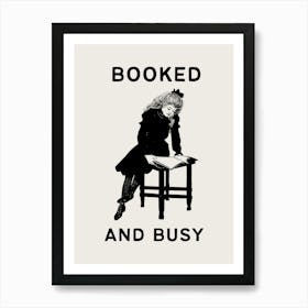 Booked and Busy | Vintage Retro Reading Bookish Art Print