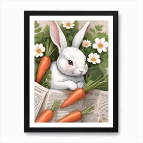 Rabbit With Carrots Art Print