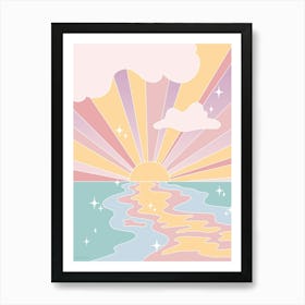 Danish Pastel Sunset Over The Ocean Art Print