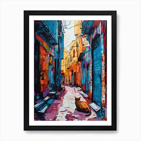 Painting Of Marrakech With A Cat Drawing 1 Art Print