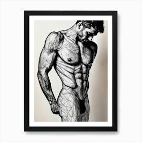 Man In Black And White Art Print