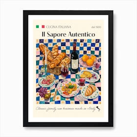 Il Sapore Autentico Trattoria Italian Poster Food Kitchen Art Print