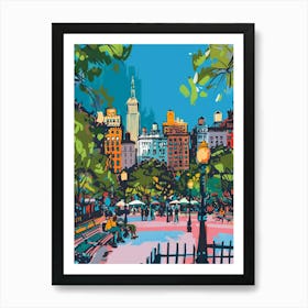Washington Square Park New York Colourful Silkscreen Illustration 3 Art Print
