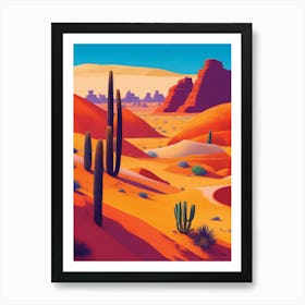 Desert Landscape with Cactus Art Print