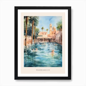 Swimming In Marrakech Morocco 2 Watercolour Poster Poster