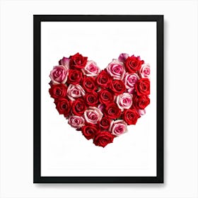 Bouquet Of Red And Pink Roses Arranged To Form A Heart Shape Symbolizing Love Passion And Affecti 2 Art Print