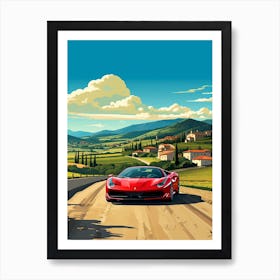 A Ferrari 458 Italia In The Tuscany Italy Illustration 4 Art Print