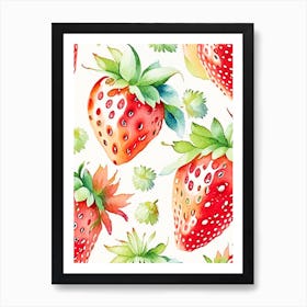 Strawberry Repeat Pattern, Fruit, Storybook Watercolours Art Print