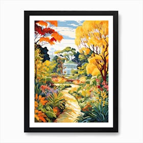 Huntington Library, Art Collections, And Botanical Gardens, Usa In Autumn Fall Illustration 1 Art Print