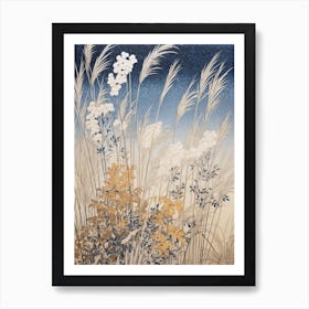 Fujibakama Japanese Silver Grass 1 Vintage Botanical Woodblock Art Print