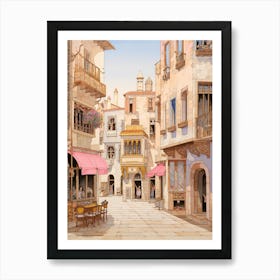 Izmir Turkey 1 Vintage Pink Travel Illustration Art Print