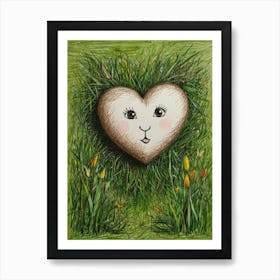 Heart In The Grass Art Print