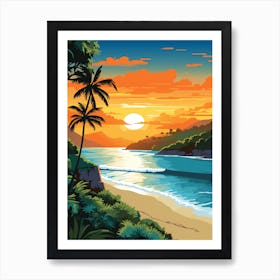 Grand Anse Beach Grenada At Sunset, Vibrant Painting 3 Art Print
