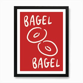 Bagel Bagels red and cream kitchen Art Print