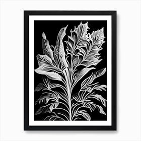 Lobelia Leaf Linocut 1 Art Print