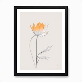 Amur Lotus Minimal Line Drawing 2 Art Print