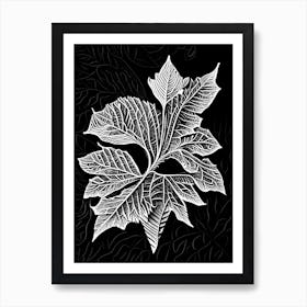 Linden Leaf Linocut Art Print