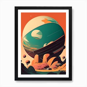 Satellite Comic Space Space Art Print