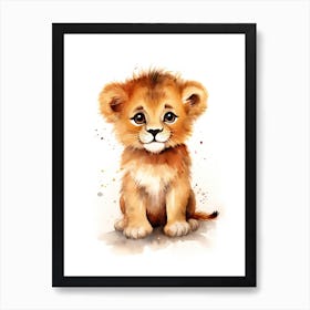 Drawing Watercolour Lion Art Painting 1 Art Print