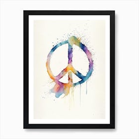 Peace Sign Symbol Minimal Watercolour Art Print