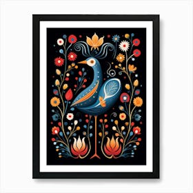 Folk Bird Illustration Grebe 2 Art Print